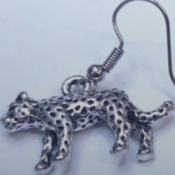Leopard Cheetah Jaquar Tiger Cat Earrings Feline Lover Silver Handmade NEW NWT - Picture 3 of 7